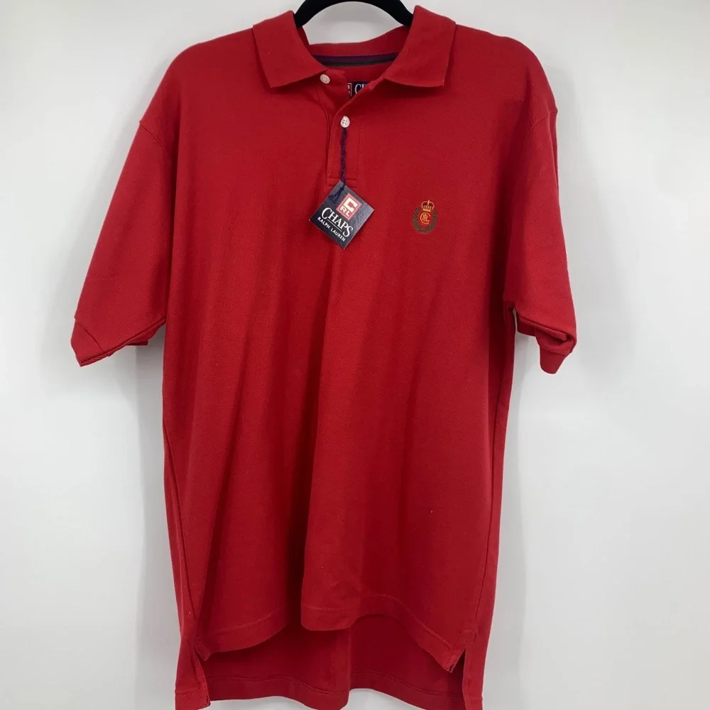 Vintage Chaps Ralph Lauren mens small polo crest red short sleeve Y2K preppy NEW